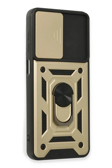 LitaeTrend Samsung Galaxy A22 Kılıf Pars Lens Yüzüklü Silikon - Gold - Resim 2