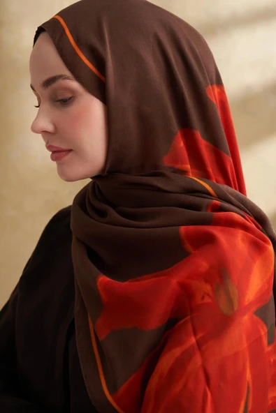 3382 ARMANDA İPEK MODAL ŞAL DS 3 VELVET BLOOM DESEN - Resim 10