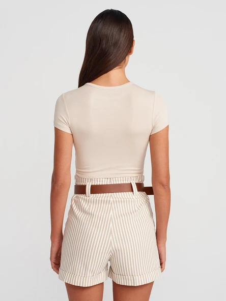 71635 DİLVİN BELİ LASTİKLİ KEMERLİ ŞORT - Resim 5