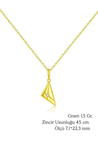 Golden Prism Işıltılı Minimal Kadın Gümüş Kolye - Resim 4