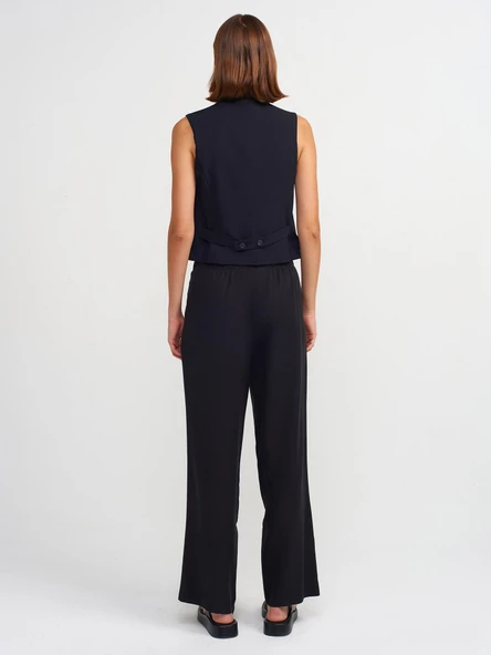 71535 DİLVİN GENİŞ PAÇA BÜZGÜ İPLİ ÖZEL KESİM PANTOLON - Resim 4