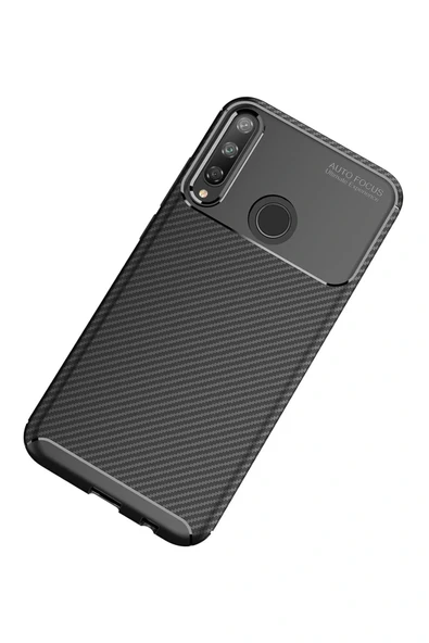 LitaeTrend Huawei P40 Lite E Kılıf Auto Focus Karbon Kapak - Siyah - Resim 2