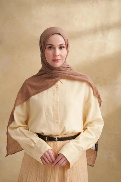 3351 ARMANDA MÜSLİN ŞAL YAPRAK DESEN - Resim 6