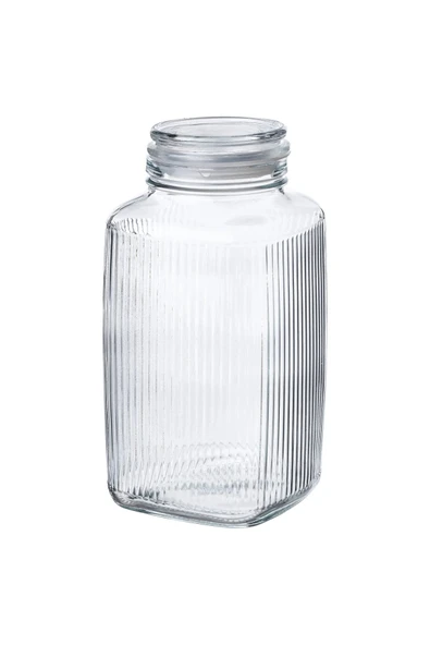 kapaklı cam kavanoz, cam, 3 lt kare cam geniş kavanoz - Resim 5