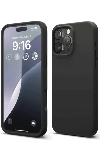 LitaeTrend iPhone 16 Pro Max Kılıf Nano içi Kadife Silikon - Siyah ürün görseli 1