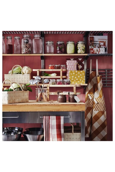 kapaklı cam kavanoz, cam, 3 lt kare cam geniş kavanoz - Resim 4