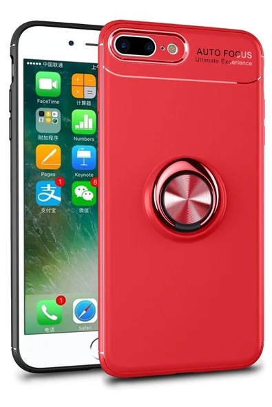 LitaeTrend iPhone 7 Plus Kılıf Range Yüzüklü Silikon - Kırmızı ürün görseli 1