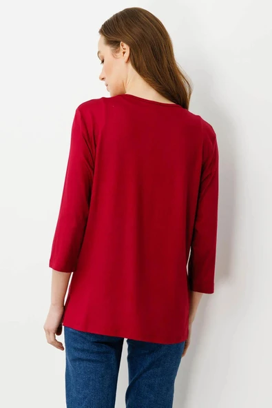 25704 DESEN DMR YAKASI EL NAKIŞ İŞLEMELİ SIFIR PATLI YAKA TRUVAKAR KOL BLUZ - Resim 12