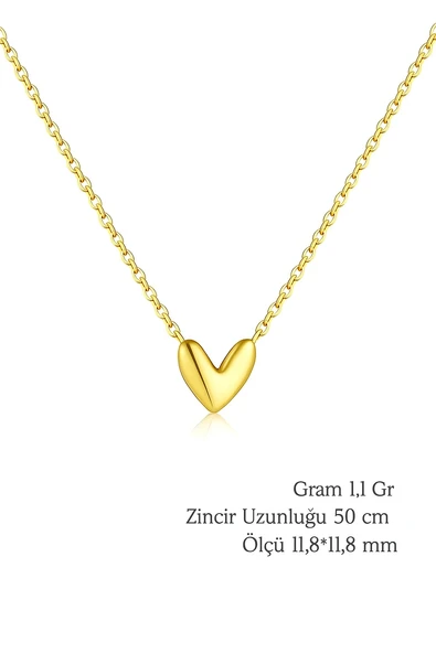 Soft Heart Altın Dokunuş Minimal Kadın Gümüş Kolye - Resim 3