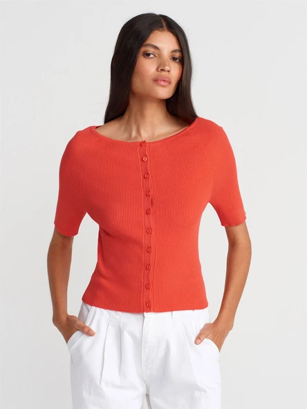 60970 DİLVİN AÇIK BİSİKLET YAKA FİTİLLİ DÜĞMELİ İNCE TRİKO HIRKA - Resim 7