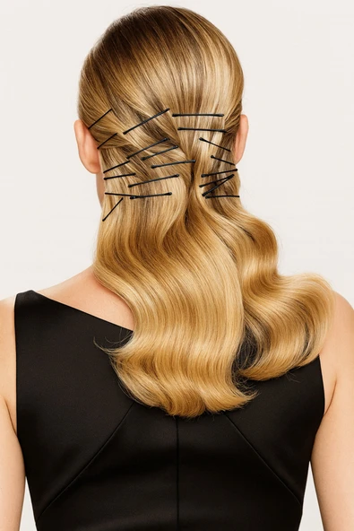 Technow Siyah %100 Metal Esnemez Dayanıklı Kadın Saç Tel Tokası 50 Adet - Resim 3