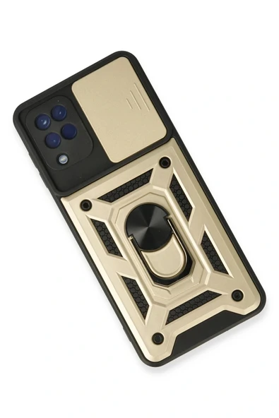 LitaeTrend Samsung Galaxy A22 Kılıf Pars Lens Yüzüklü Silikon - Gold - Resim 3