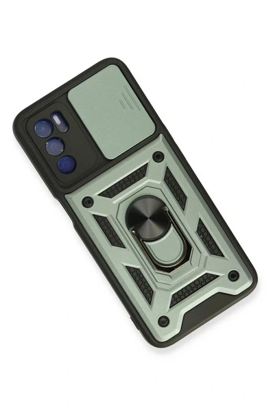 LitaeTrend Oppo A16 Kılıf Pars Lens Yüzüklü Silikon - Yeşil - Resim 2