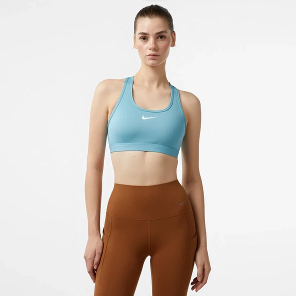 Nike Swoosh Medium Support Kadın Mavi Bra (dar kalıp) - Resim 6