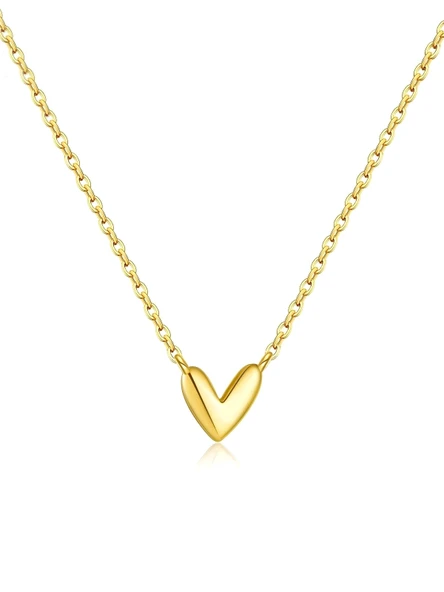 Soft Heart Altın Dokunuş Minimal Kadın Gümüş Kolye ürün görseli