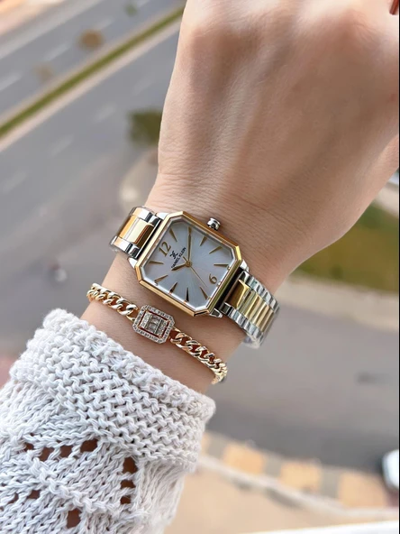 Daniel Klein Çelik Kordonlu 2 Yıl Garantili 3 Atm Suya Dayanıklı Kadın Kol Saati+Bileklik BD.14090.5 - Resim 2