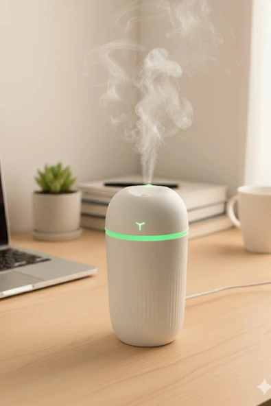 Blackbird KT-H09 Beyaz 420 Ml Taşınabilir Mini USB Hava Nemlendirici | Araç ve Ofis İçin Renkli Işıklı ürün görseli 1