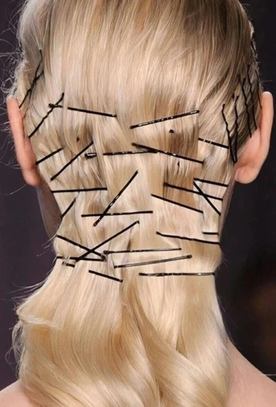 Technow Siyah %100 Metal Esnemez Dayanıklı Kadın Saç Tel Tokası 50 Adet - Resim 8