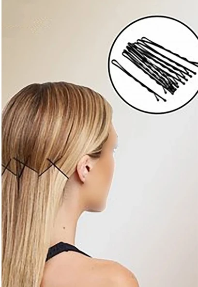 Technow Siyah %100 Metal Esnemez Dayanıklı Kadın Saç Tel Tokası 50 Adet - Resim 5