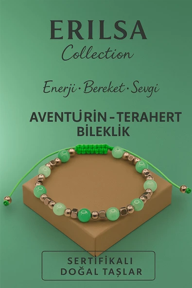 Sertifikalı Terahertz Aventurin Doğal Taş Bileklik - Enerji Bereket Sevgi Taşı ürün görseli