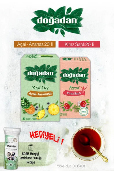 Doğadan Kiraz ve Açai Ananas Poşet Çay ve Rosie Hediyeli ürün görseli