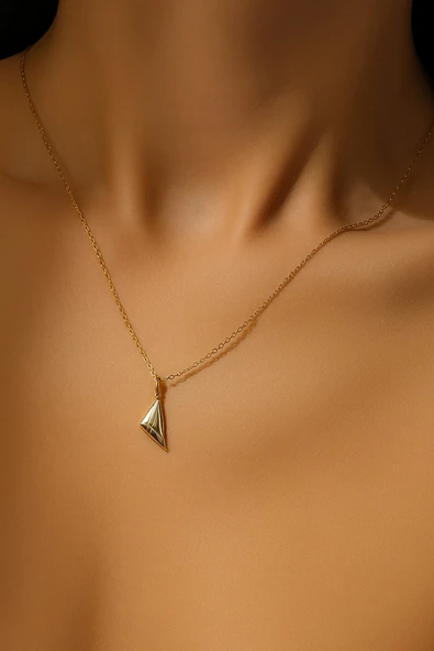 Golden Prism Işıltılı Minimal Kadın Gümüş Kolye - Resim 2