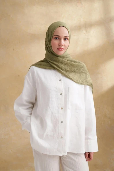 3351 ARMANDA MÜSLİN ŞAL YAPRAK DESEN - Resim 8