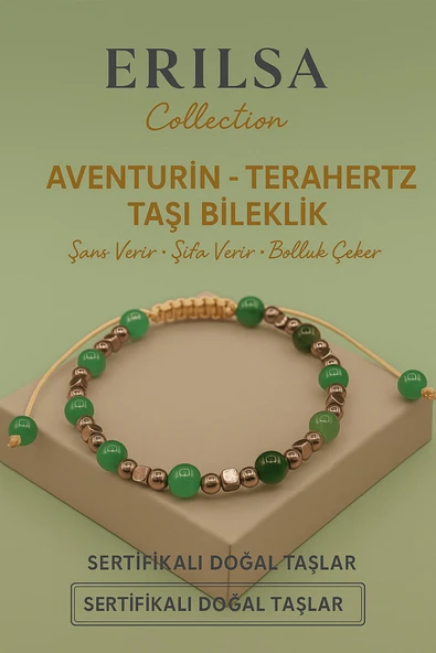 Sertifikalı Aventurin Terahertz Doğal Taş Bileklik - Şans Şifa Bolluk Enerji Dengesi ürün görseli