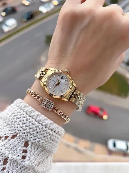 Daniel Klein Çelik Kordonlu 2 Yıl Garantili 3 Atm Suya Dayanıklı Kadın Kol Saati+Bileklik BD.10030.3 - Resim 2