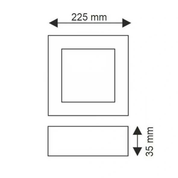 K2 18w 22x22 Kare Sıva Üstü Led Panel Günışığı 3000k Beyaz Kasa IP20 S.Ü. - Resim 4