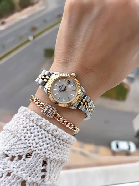 Daniel Klein Çelik Kordonlu 2 Yıl Garantili 3 Atm Suya Dayanıklı Kadın Kol Saati+Bileklik BD.10030.6 - Resim 2