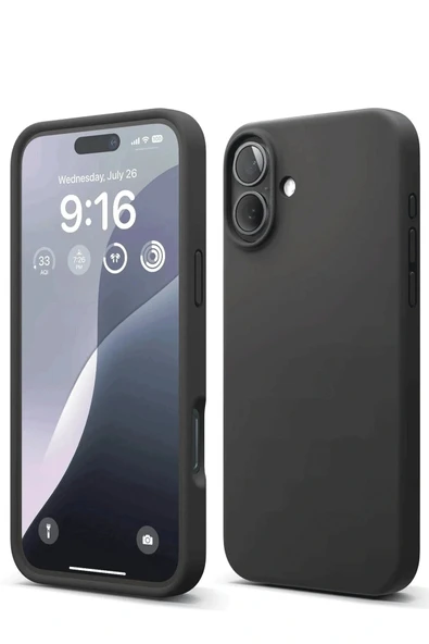 LitaeTrend iPhone 16 Kılıf Nano içi Kadife Silikon - Siyah ürün görseli 1