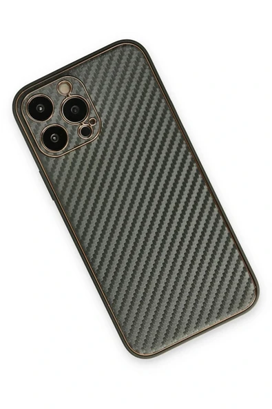 LitaeTrend iPhone 13 Pro Kılıf Coco Karbon Silikon - Füme - Resim 2