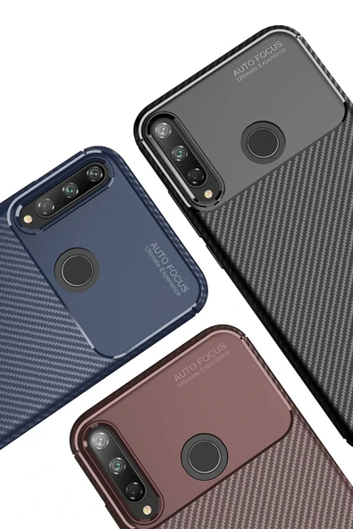 LitaeTrend Huawei P40 Lite E Kılıf Auto Focus Karbon Kapak - Siyah - Resim 3