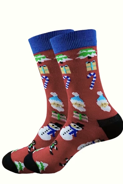 Unisex Noel Çorabı | Noel Baba, Geyik veya Kar Adamı Desenli Orta Bilek Çorap (1 Çift) – Rastgele Model - Resim 6