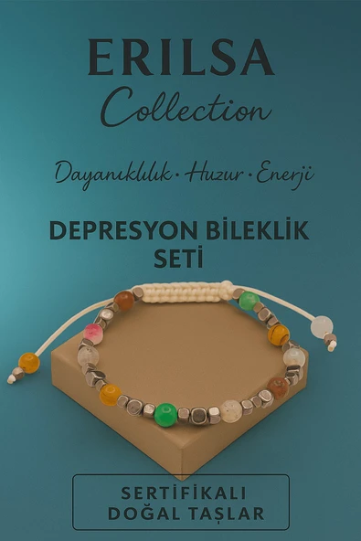 Sertifikalı Yeşim Akik Kuvars Doğal Taş Depresyon Bileklik Seti Huzur Enerji Denge Model ürün görseli