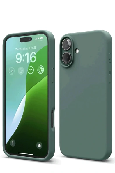 LitaeTrend iPhone 16 Kılıf Nano içi Kadife Silikon - Koyu Yeşil ürün görseli 1