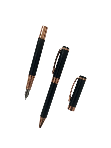 NEVCE STORE Premium Dolma ve Roller Kalem Seti Şık Metal Gövde Özel Hediye Kutulu - Resim 4