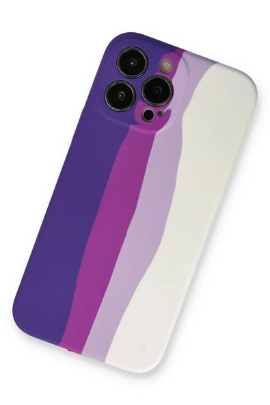 LitaeTrend iPhone 13 Pro Kılıf Ebruli Lansman Silikon - Mor-Beyaz - Resim 2