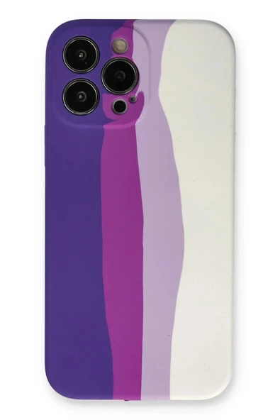 LitaeTrend iPhone 13 Pro Kılıf Ebruli Lansman Silikon - Mor-Beyaz ürün görseli 1