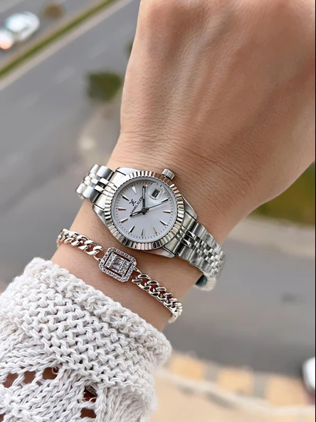 Daniel Klein Çelik Kordonlu 2 Yıl Garantili 3 Atm Suya Dayanıklı Kadın Kol Saati+Bileklik BD.10030.1 - Resim 2