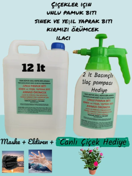 (12 Lt) Çiçekler için Genel Haşere İlacı (Unlu Pamuk Biti, Sinek Ve Yaprak Biti, Kırmızı Örümcek) ürün görseli 1