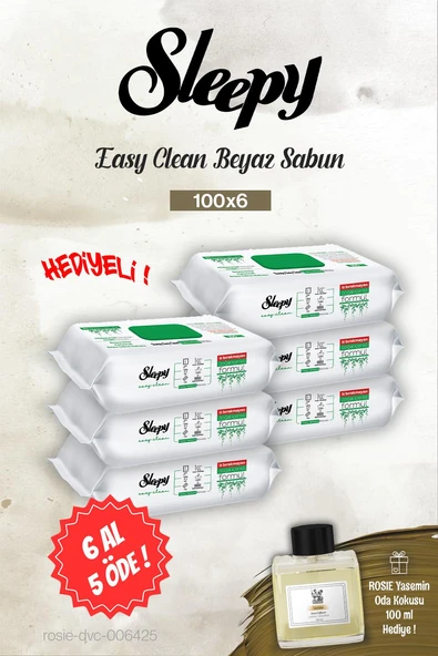 Sleepy 100'lü Easy Clean Beyaz Sabun 6 AL 5 ÖDE, Rosie Yasemin Oda Kokusu ürün görseli