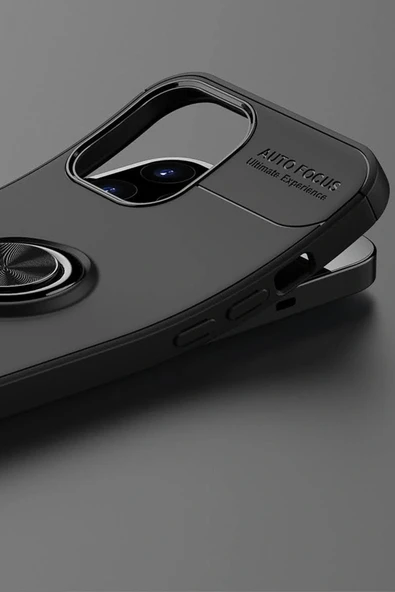 LitaeTrend iPhone 12 Pro Max Kılıf Range Yüzüklü Silikon - Siyah-Kırmızı - Resim 5