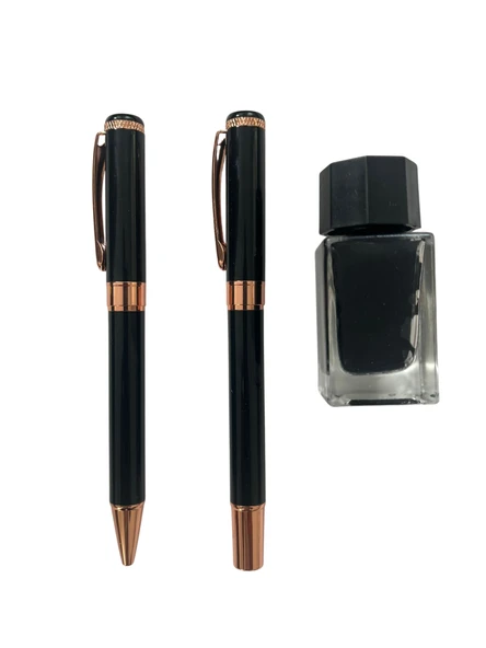 NEVCE STORE Premium Dolma ve Roller Kalem Seti Şık Metal Gövde Özel Hediye Kutulu - Resim 3