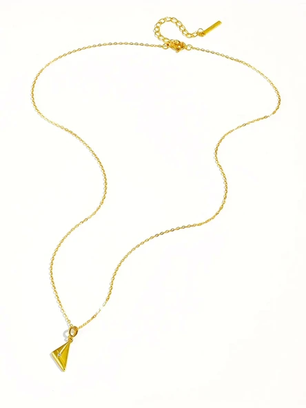 Golden Prism Işıltılı Minimal Kadın Gümüş Kolye - Resim 3