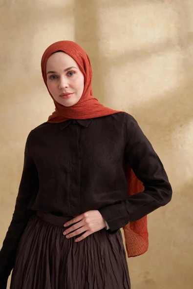 3351 ARMANDA MÜSLİN ŞAL YAPRAK DESEN - Resim 10