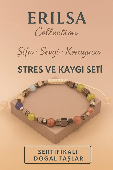 Sertifikalı Stres ve Kaygı Seti – Ametist Çilek Kuvars Prehnit Pembe Kuvars Doğal Taş ürün görseli