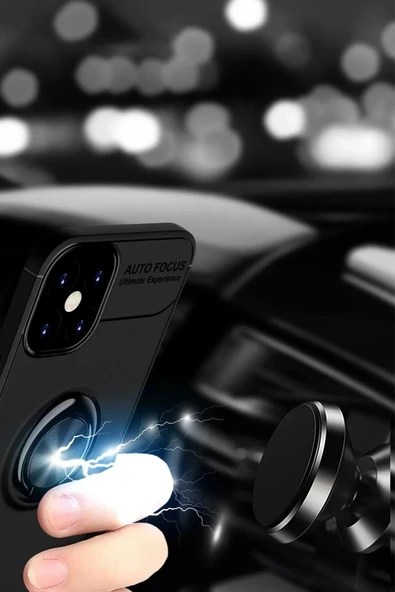 LitaeTrend iPhone 12 Mini Kılıf Range Yüzüklü Silikon - Mavi - Resim 4