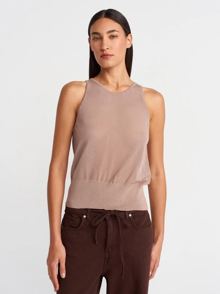 10766 DİLVİN BİSİKLET YAKA İNCE TRİKO BLUZ - Resim 4